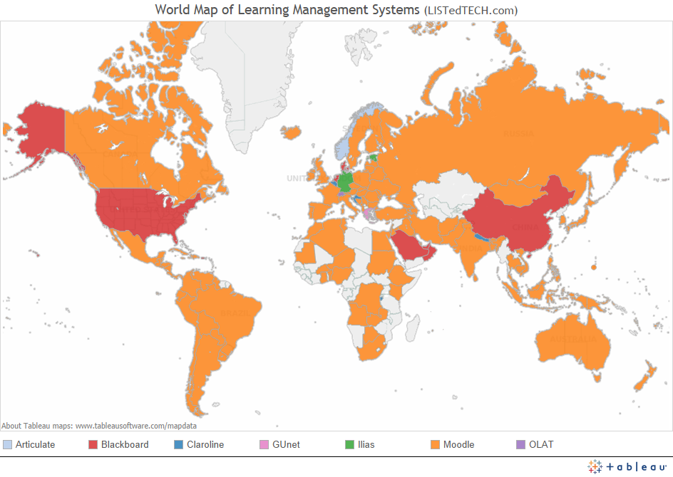 World Map of Learning Management Systems 08/2013