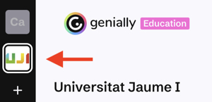 Captura de pantalla amb el logotip de l’espai de treball UJI en Genially.