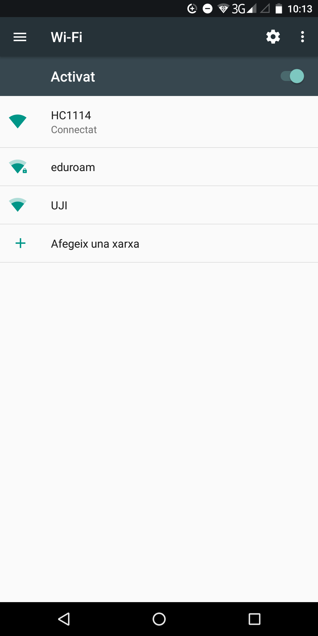 Connexió a la xarxa wifi en la configuració d'Android