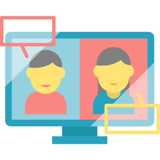 Icona que representa un monitor amb dues persones conversant per videoconferència